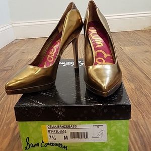 NWOT Sam Edelman Celia Bronze Heels
